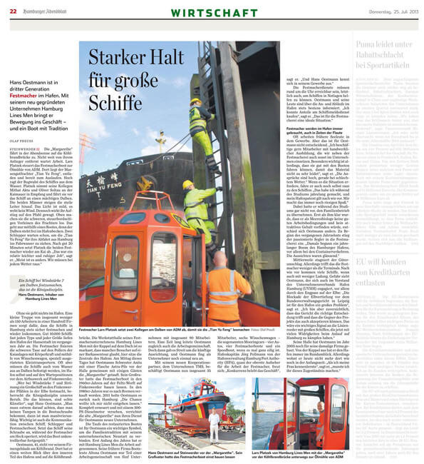 Starker Halt fuer grosse Schiffe